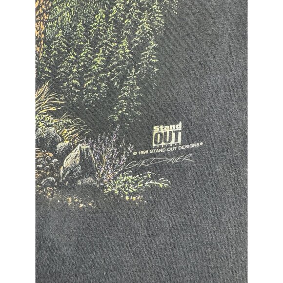 Rare Vintage 1996 Stand Out Designs Earth Nature Animal Deer Forest Black Faded - Picture 7 of 9